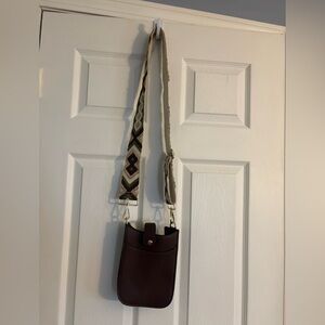 Ah-dorned Brown Vegan Leather Crossbody Bag with adjustable strap